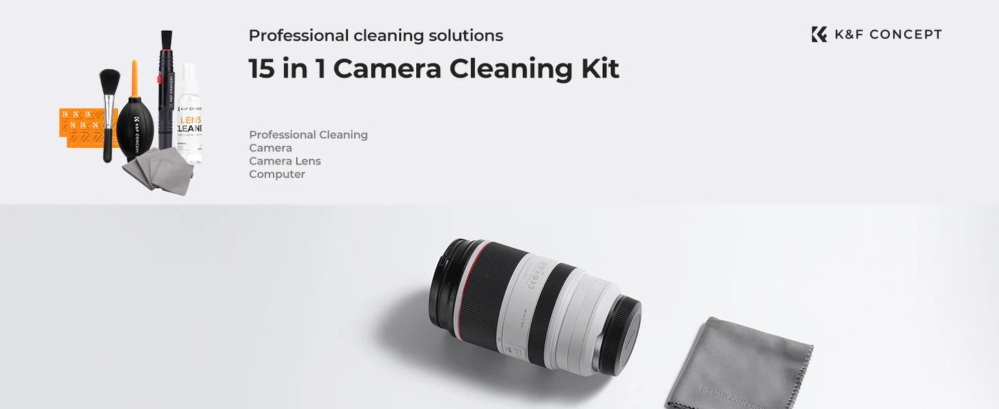 K&F Concept Camera Lens Cleaning Kit for Cameras & Screens - 15 in 1
