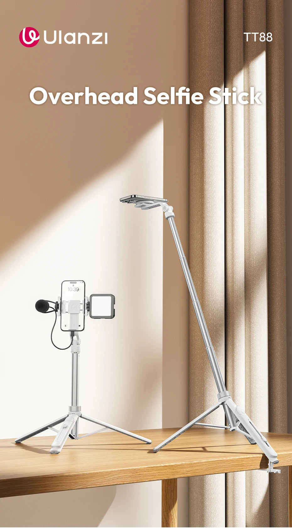 Ulanzi TT88 1.44m Overhead Phone Tripod with Magnetic Clamp