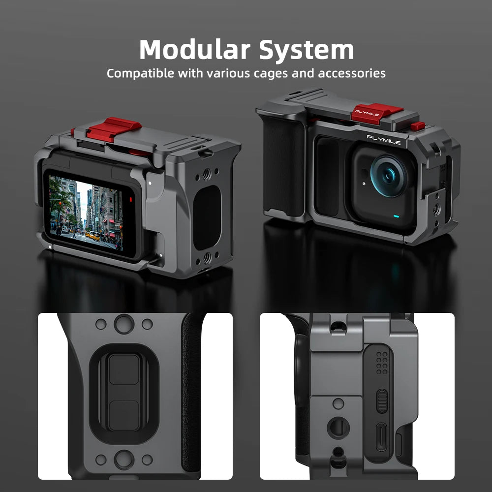 Flymile Camera Cage & Handle Grip Kit for Insta360 GO Ultra