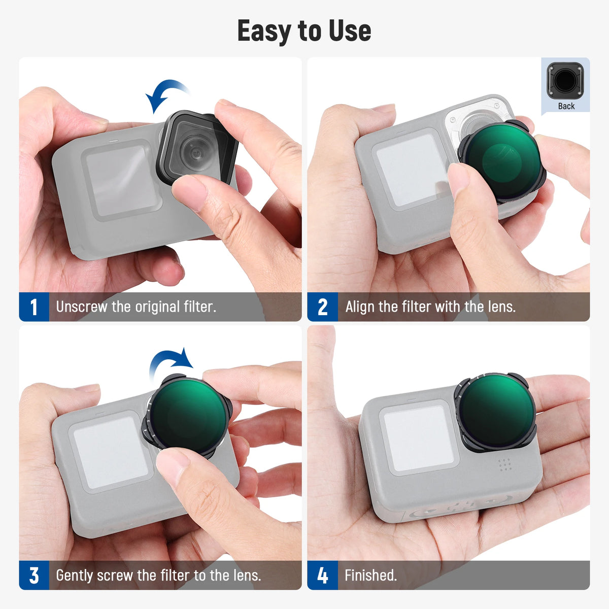 NEEWER Variable ND4-ND32 Filter for GoPro HERO Cameras