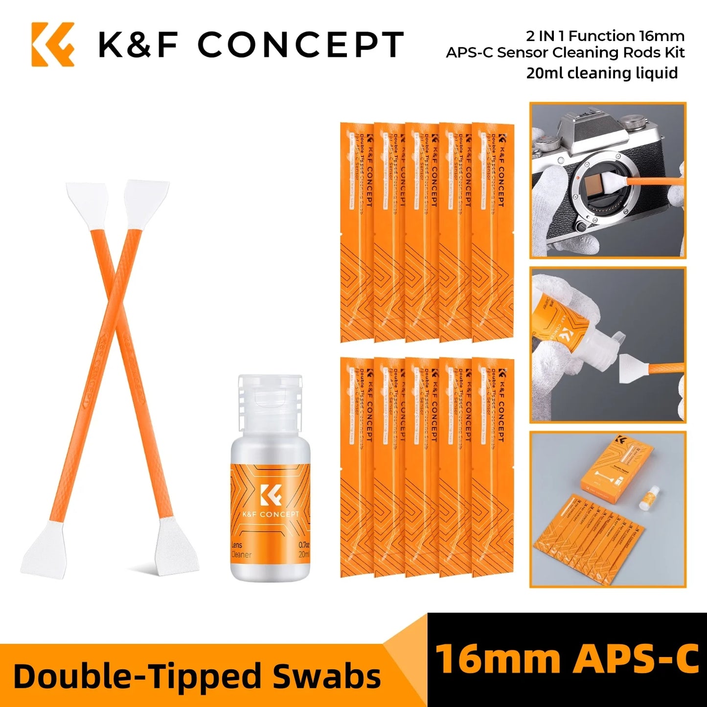 K&F Concept 10-Pack Camera Sensor Cleaning Swab Kit