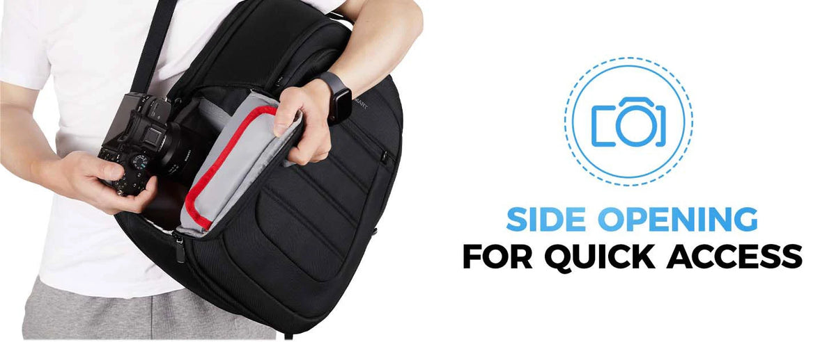 BAGSMART Expandable Camera Backpack with 15.6 Inch Laptop Compartment