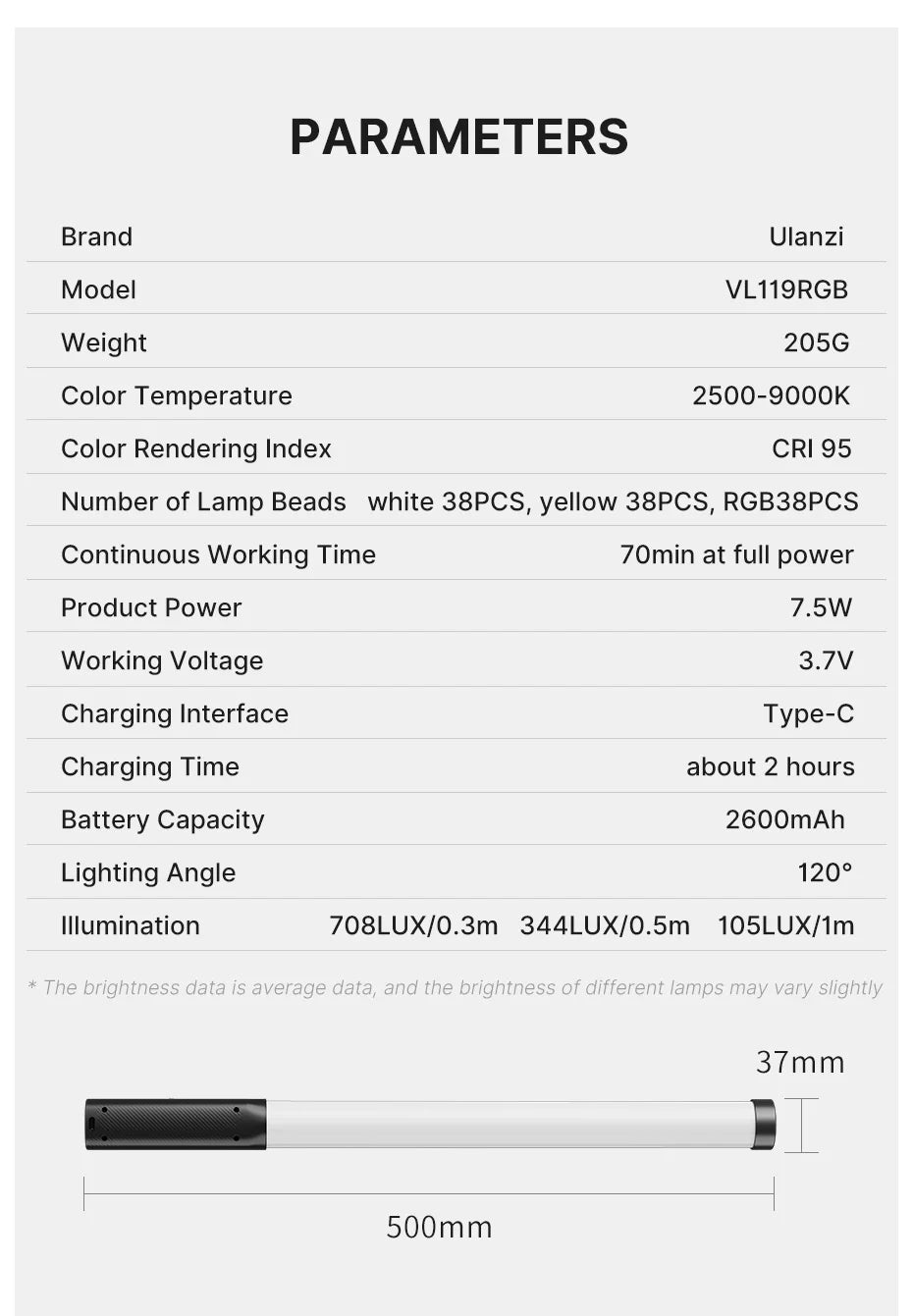 Ulanzi VL119 RGB Handheld LED Light Wand