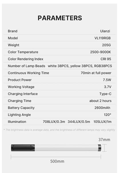 Ulanzi VL119 RGB Handheld LED Light Wand