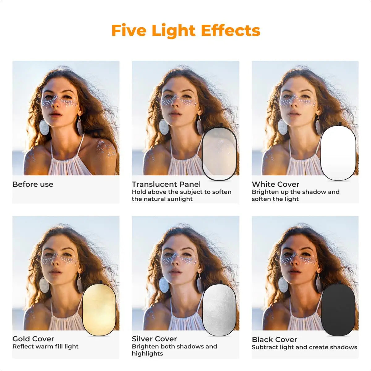 K&F Concept 5-in-1 Oval Photography Reflector