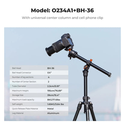 K&F Concept 76.7-Inch Rotatable Multi-Angle Camera Tripod