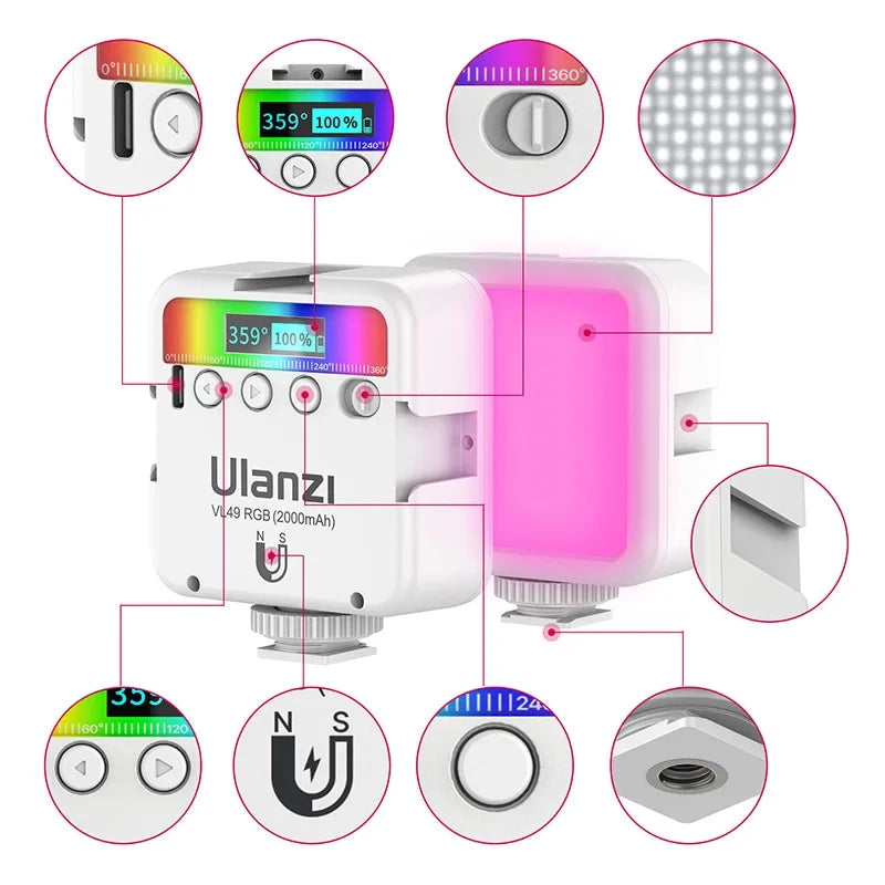 Ulanzi VL49 RGB Magnetic LED Video Light - VL49 kit