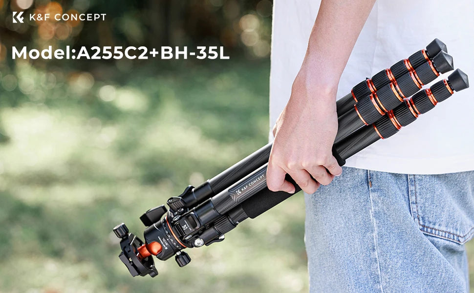 K&F A255C2 Carbon Fibre Tripod with 360 Degree Ball Head