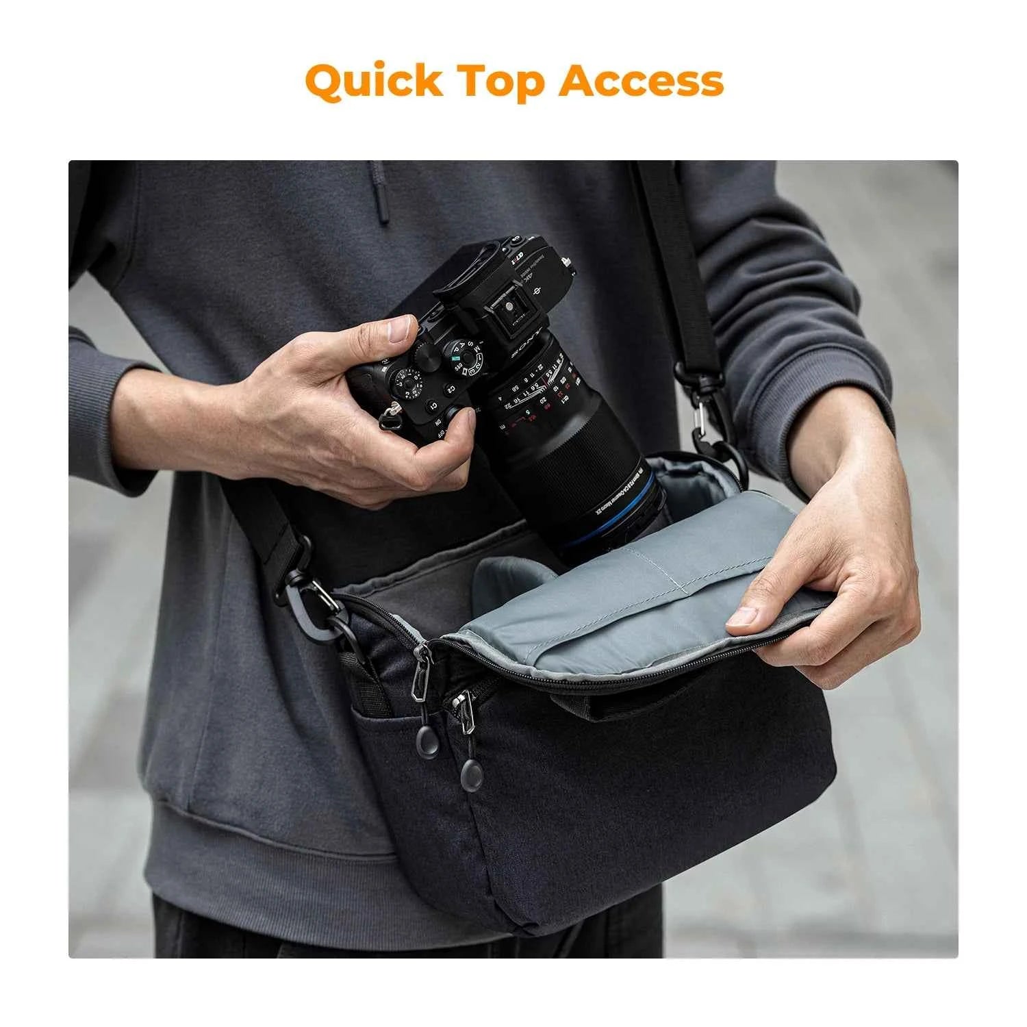 K&F CONCEPT Camera Sling Bag Waterproof Travel Single Shoulder Backpack Shockproof Crossbody Bag for Sony Canon DSLR/SLR Camera