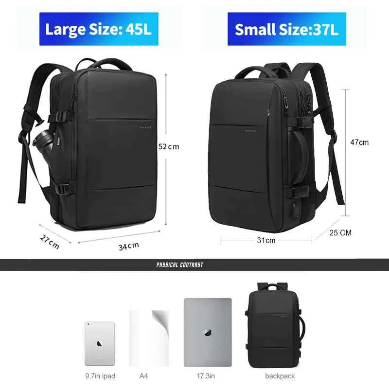 BANGE 17.3 Inch Expandable Travel Backpack with USB Port