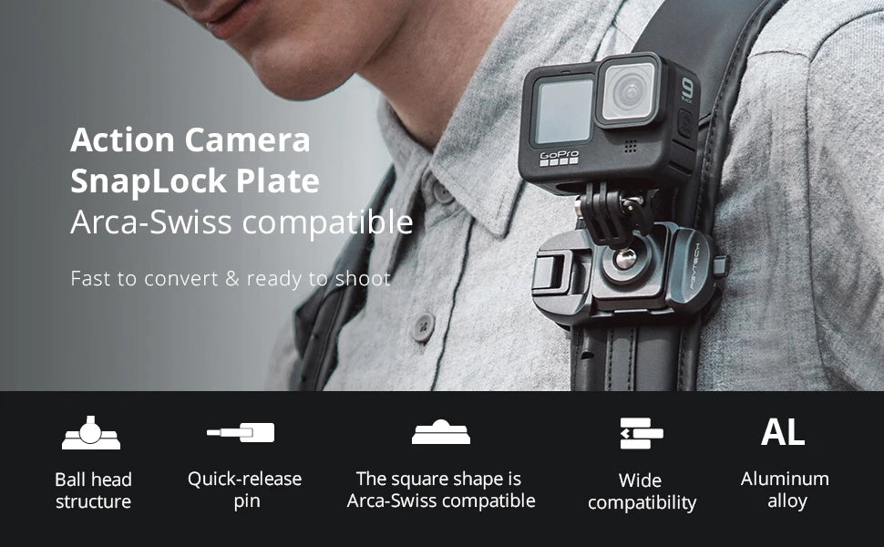 PGYTECH Arca Quick Release Plate for Action Cameras