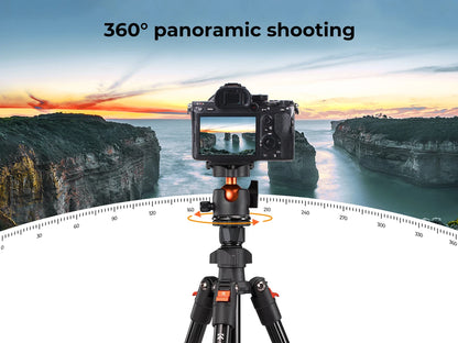 K&F Concept 76.7-Inch Multi-Angle Camera Tripod with Phone Mount