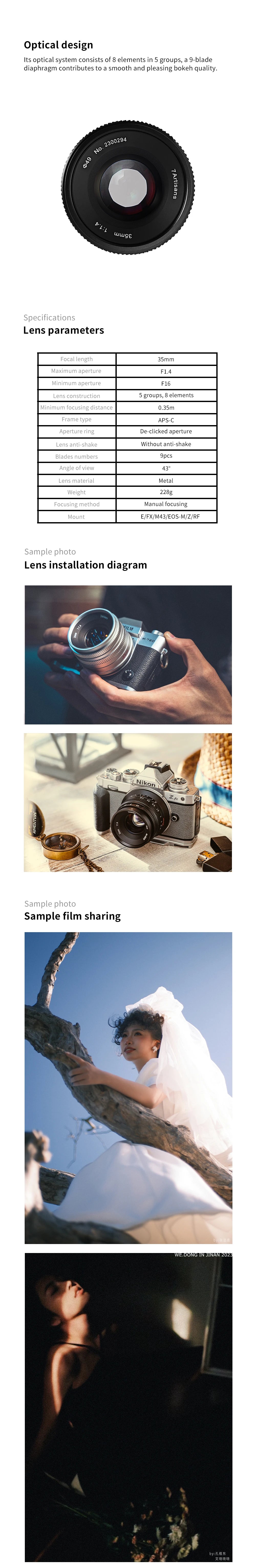 7artisans 35mm f/1.4 Mark II APS-C Manual Focus Lens