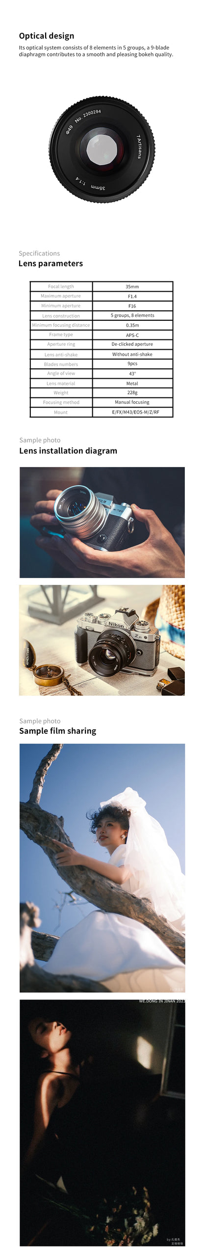 7artisans 35mm f/1.4 Mark II APS-C Manual Focus Lens