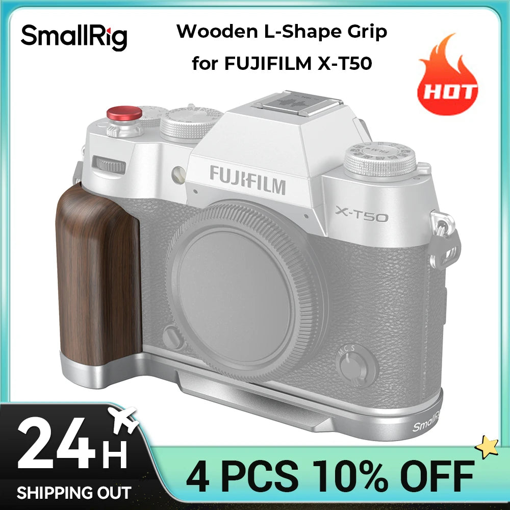 SmallRig 4735 Wooden L-Shape Grip for Fujifilm X-T50 - Silver 4735
