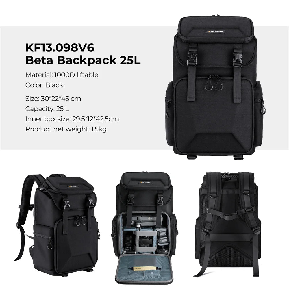 K&F Concept 25L Camera Backpack with 15.6-Inch Laptop Compartment