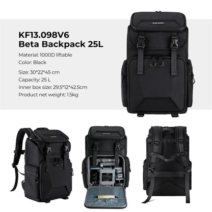 K&F Concept 25L Camera Backpack with 15.6-Inch Laptop Compartment