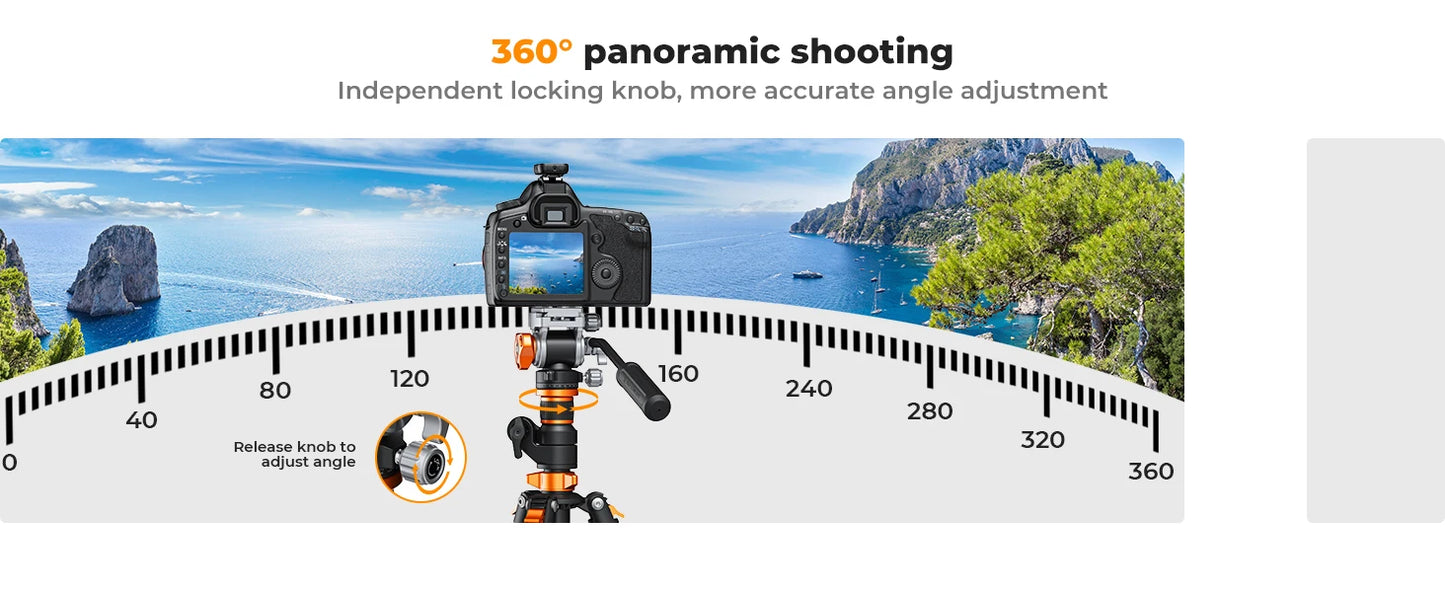 K&F 230cm Overhead Camera Tripod with Fluid Head