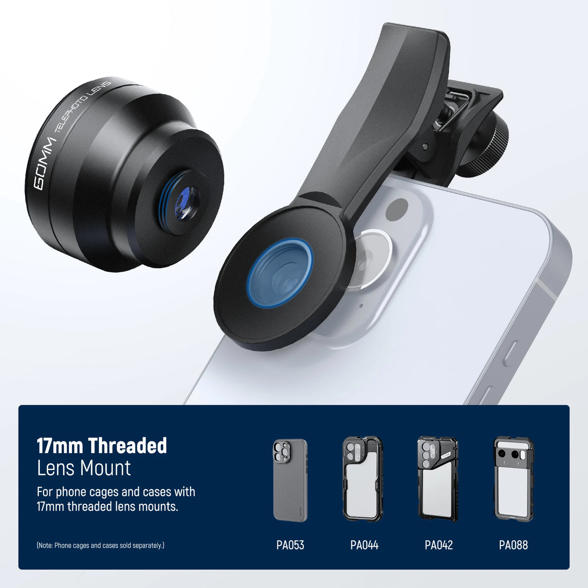 NEEWER 60mm 2x Telephoto Phone Lens with Clip and Filter Adapter