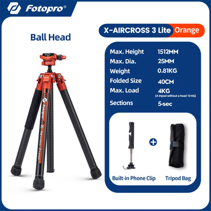 Fotopro X-Aircross 3 Carbon Fibre Travel Tripod