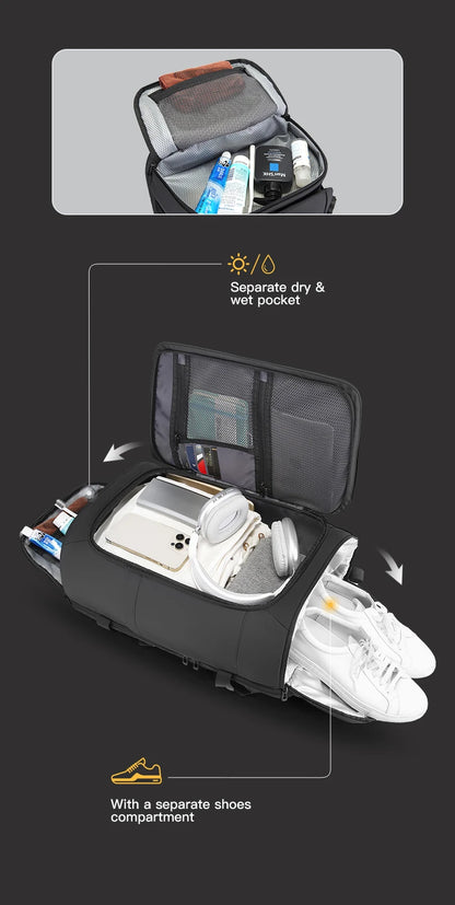 BANGE Large Travel Backpack with Shoe Compartment