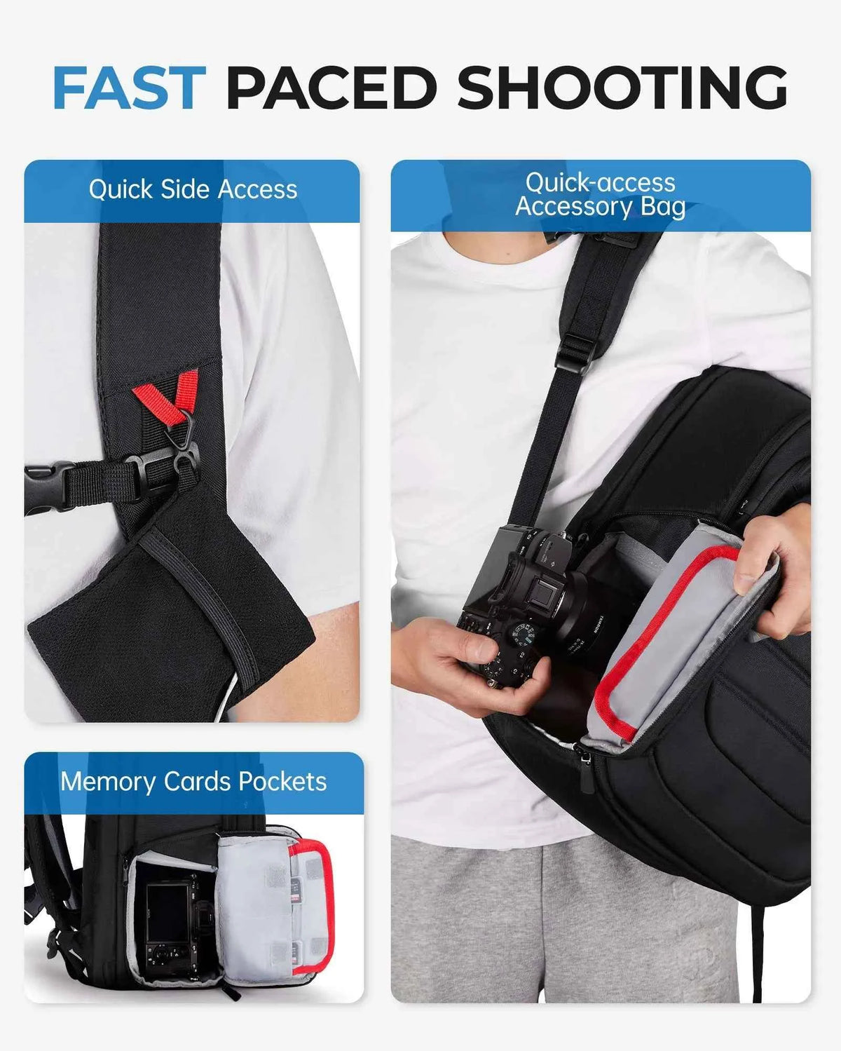 BAGSMART Expandable Camera Backpack with 15.6 Inch Laptop Compartment