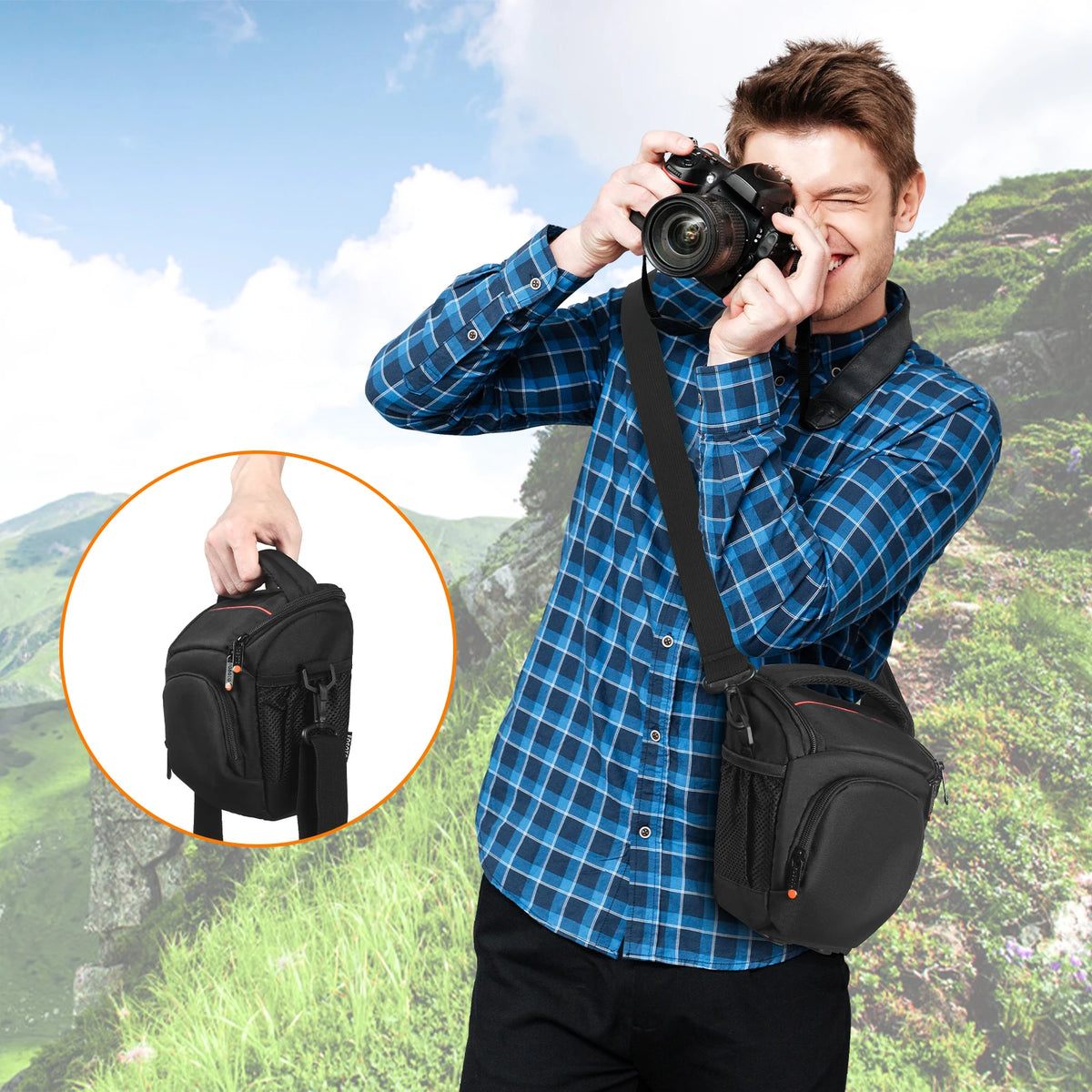FOSOTO FT-R5 DSLR Shoulder Camera Bag with Rain Cover