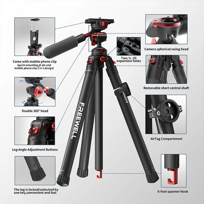 Freewell 1.5m Carbon Fibre Travel Tripod
