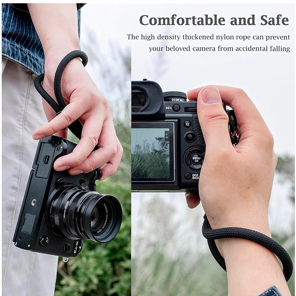 Camera Hub Essentials Compact Rope Camera Wrist Strap - Black