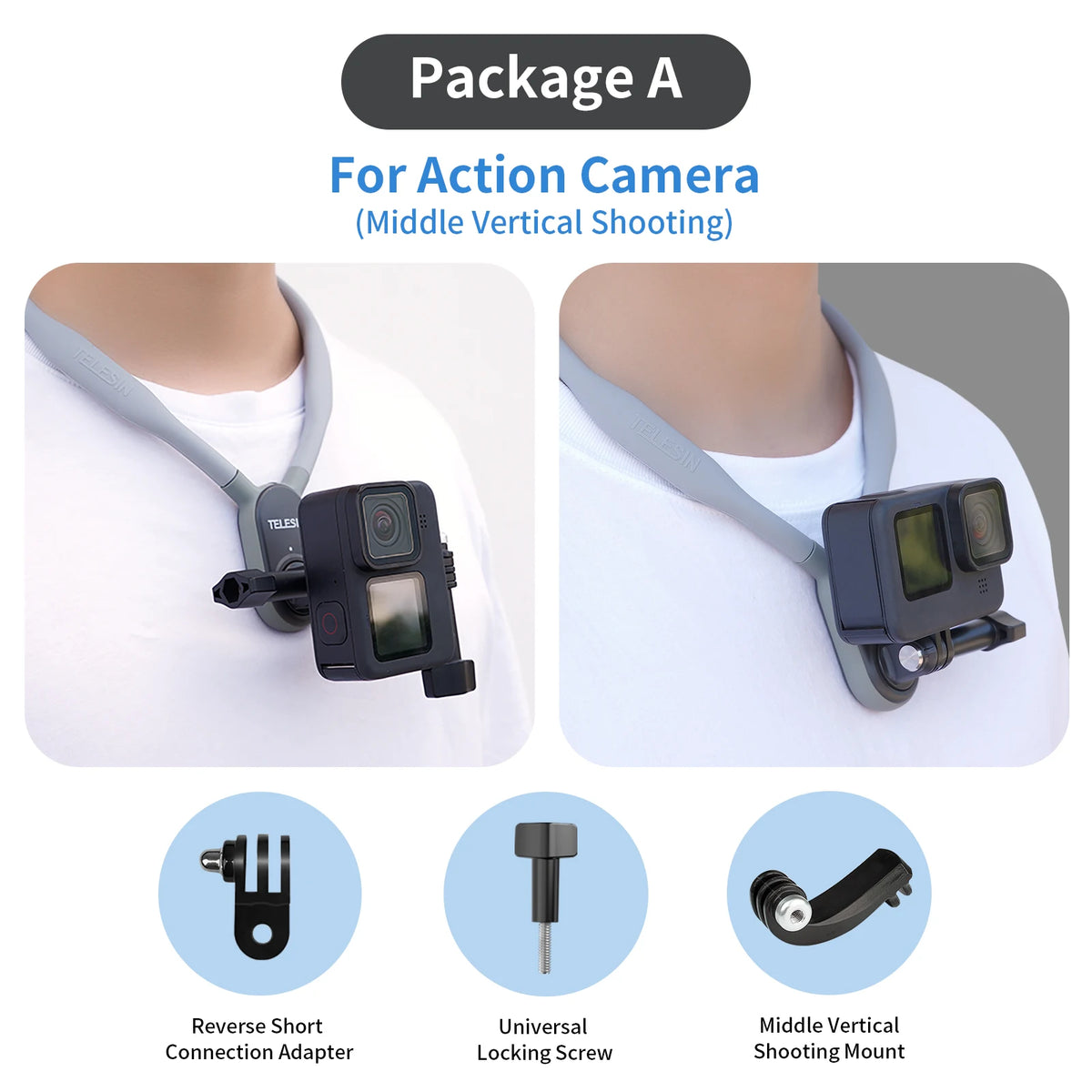 TELESIN Silicone Neck Mount for Action Cameras & Phones