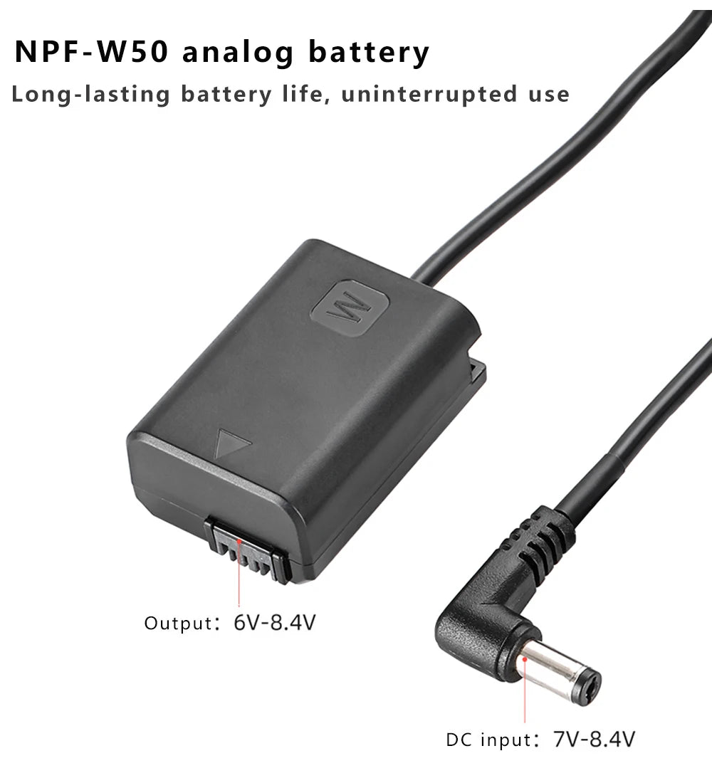 NP-F Battery Plate Adapter with NP-FW50 Dummy Battery Coupler