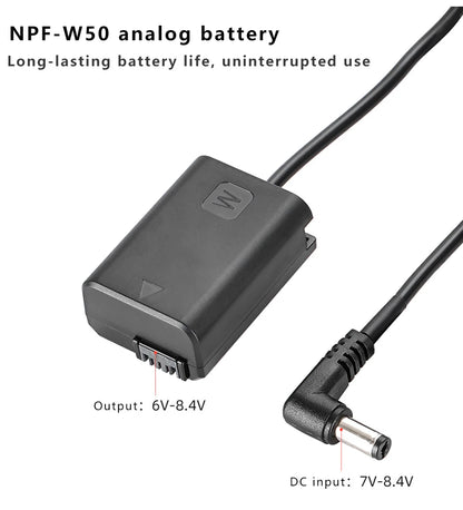 NP-F Battery Plate Adapter with NP-FW50 Dummy Battery Coupler