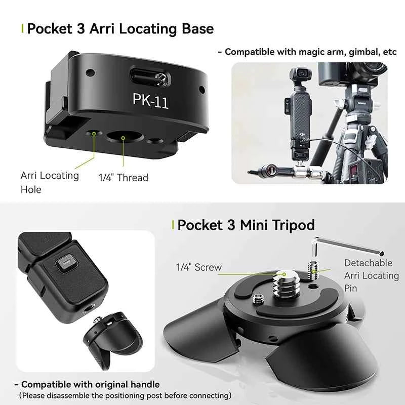 Ulanzi Mini Tripod & ARRI Base for DJI Osmo Pocket 3