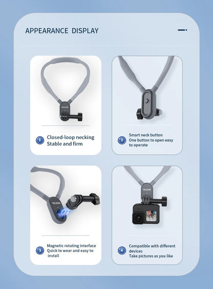 TELESIN Silicone Neck Mount for Action Cameras & Phones