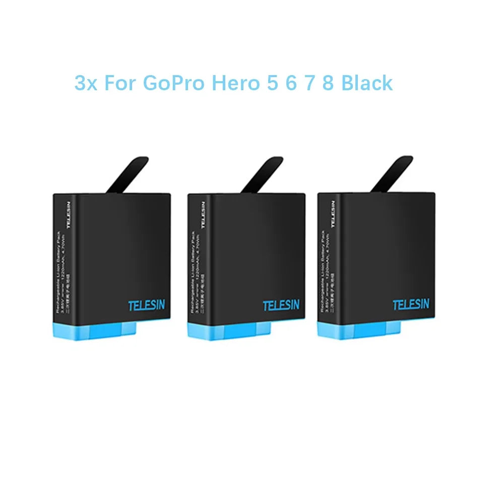 TELESIN 1220mAh Battery & 3-Slot Charger Kit for GoPro HERO 5-8