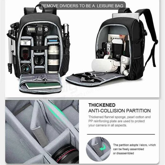 Large Capacity DSLR Camera Backpack with 15.6 Inch Laptop Compartment