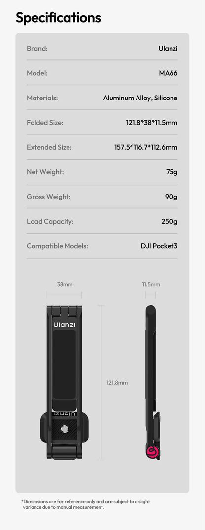Ulanzi MA66 Magnetic Quick Release Tripod for DJI Pocket 3