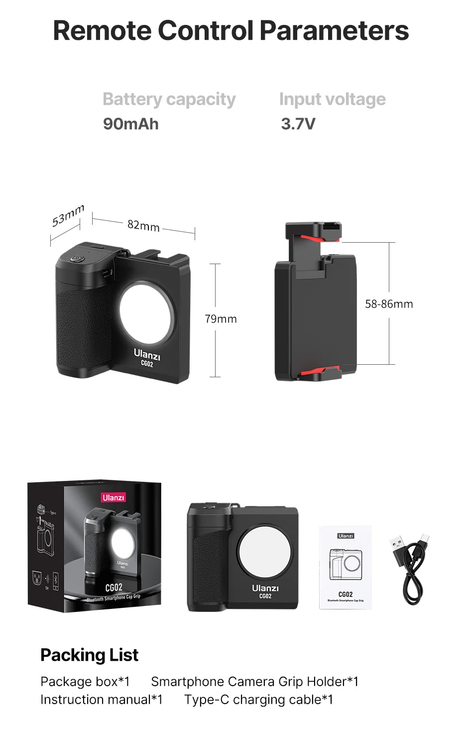 Ulanzi CG02 Smartphone Camera Grip with Fill Light & Bluetooth