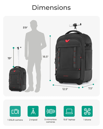 BAGSMART Rolling Camera Bag Backpack
