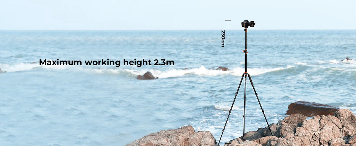 K&F 230cm Aluminium Tripod with Transverse Centre Column