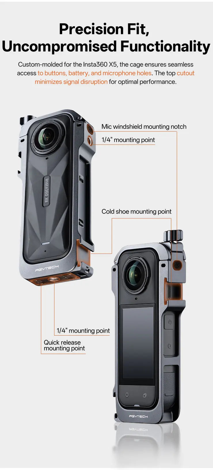 PGYTECH Camera Cage for Insta360 X5 & X4