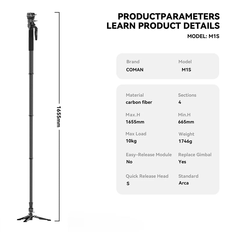 COMAN M1 Series Carbon Fibre Camera Monopod