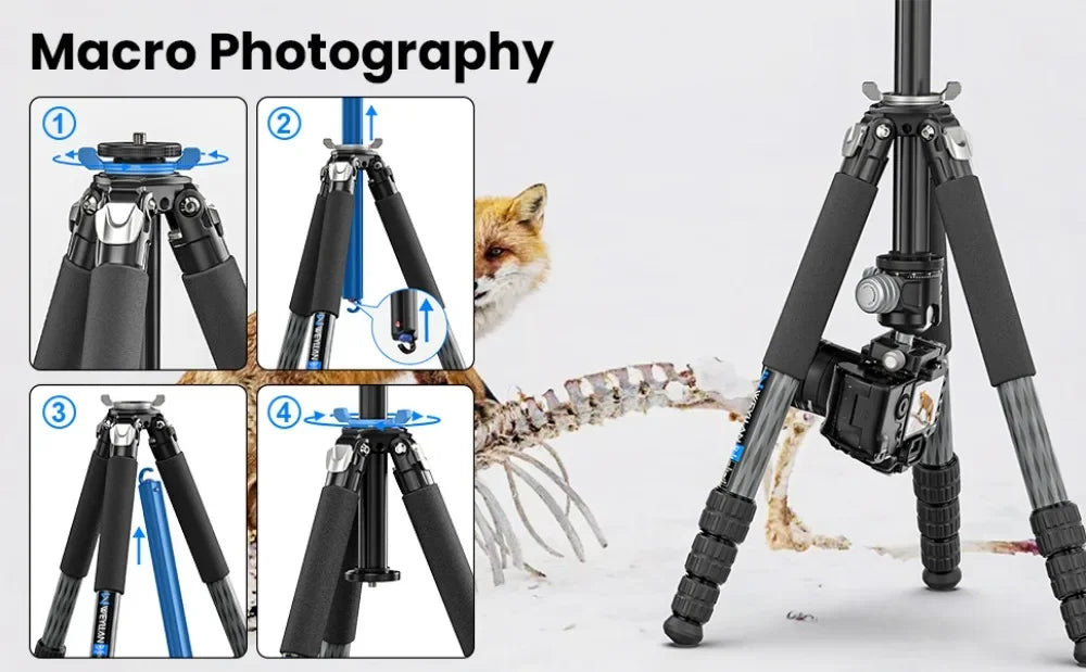 WEYLLAN UX7 Compact Carbon Fibre Travel Tripod