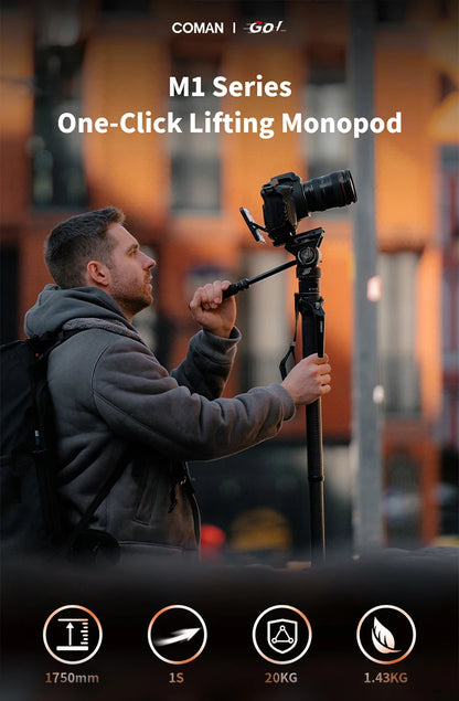COMAN M1 Pro V5 Carbon Fibre Monopod Tripod