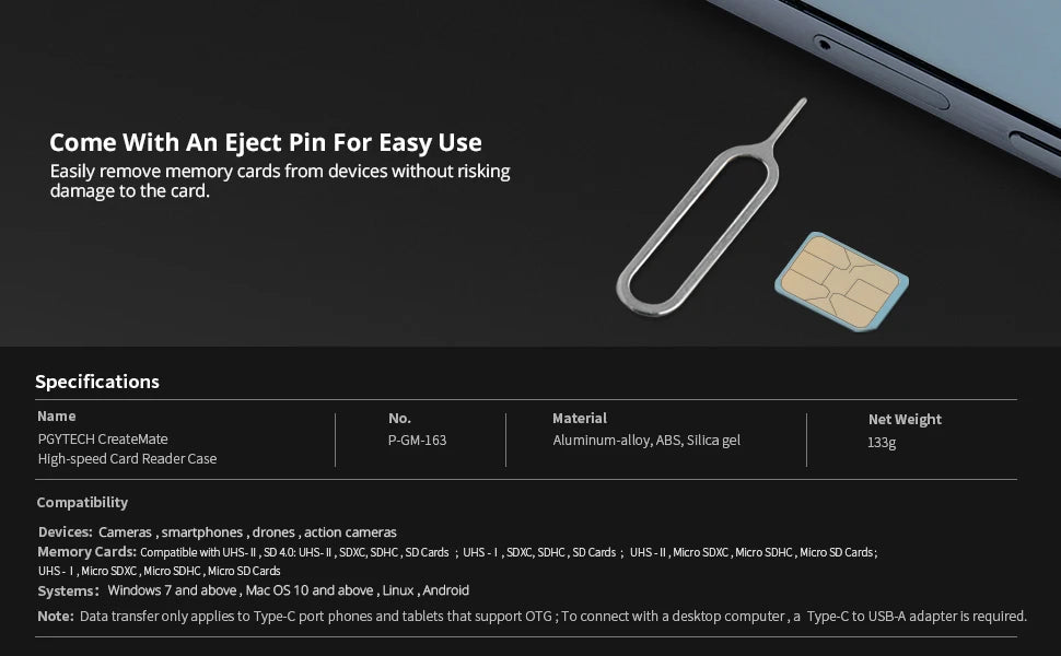 PGYTECH CreateMate High-Speed Card Reader & Storage Case