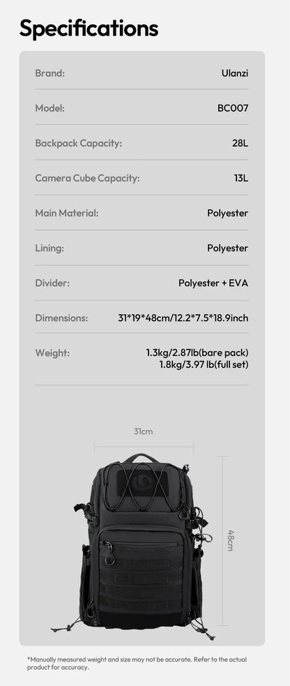 Ulanzi BC007 28L Tactical Camera Backpack