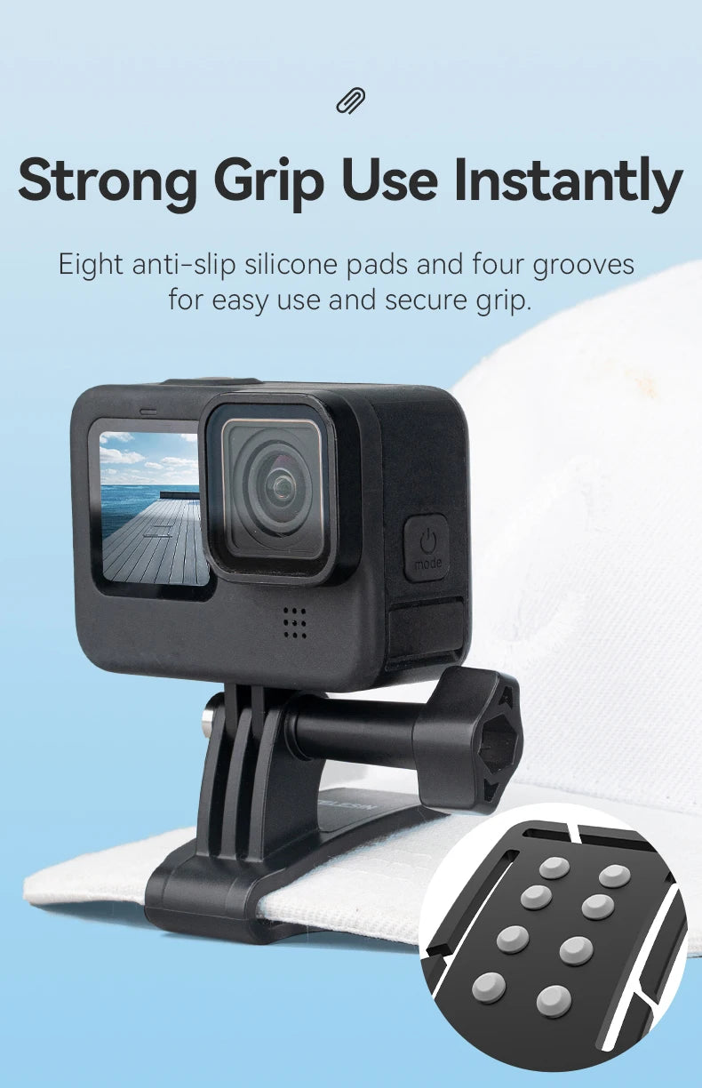 TELESIN 2-in-1 Action Camera Head Strap & Hat Clip