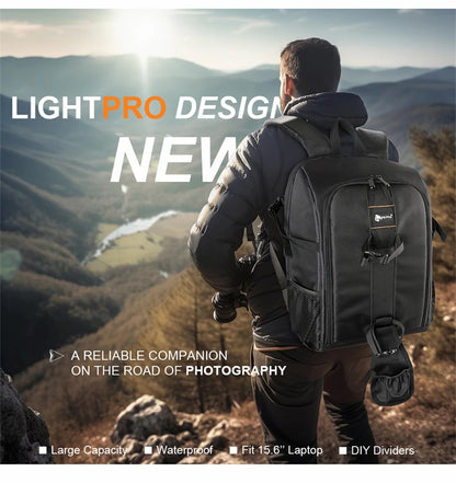 Large Capacity DSLR Camera Backpack with 15.6 Inch Laptop Compartment