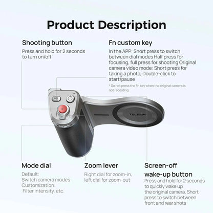TELESIN Magnetic Smartphone Camera Grip with Remote