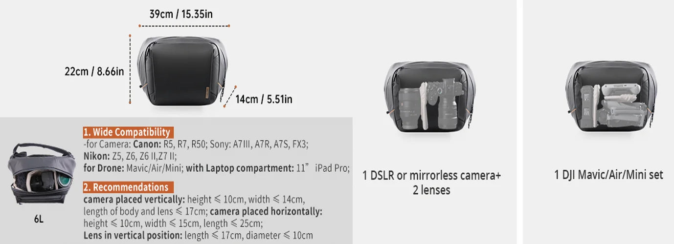 PGYTECH OneGo Solo V2 Crossbody Camera Sling Bag